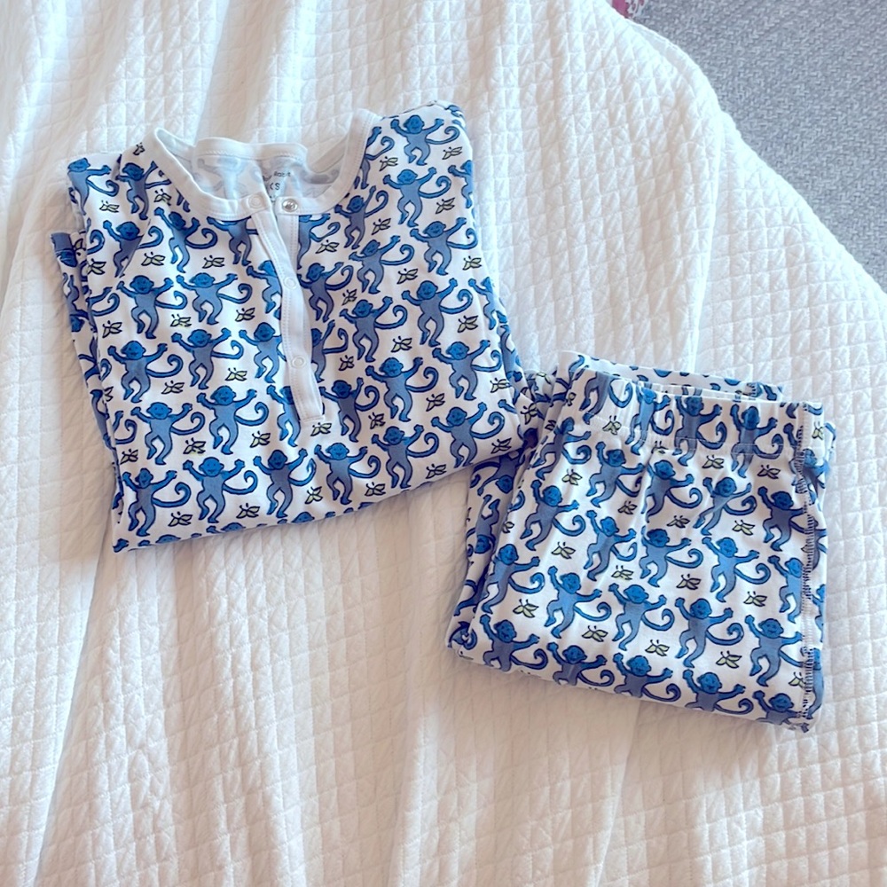 Roller Rabbit Blue Monkey Long Sleeve Pajamas